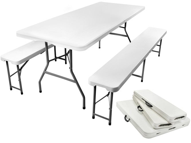Sodų sulankstomas stalas 180 cm + 2 suolai - gaukdaugiau.lt