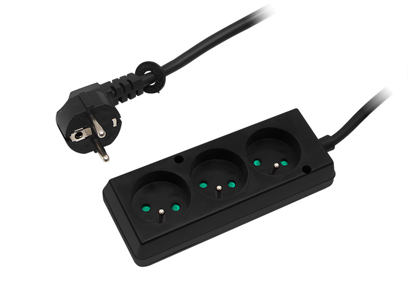4806# Tinklo pratęsėjas ps-370 3 lizdai su įžeminimu 3m juodas 3x1,5mm - gaukdaugiau.lt