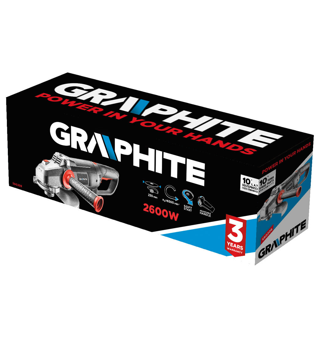 Kampinis šlifuoklis 2600 W, diskas 230 x 22,2 mm, greitis 6500 aps/min? - gaukdaugiau.lt