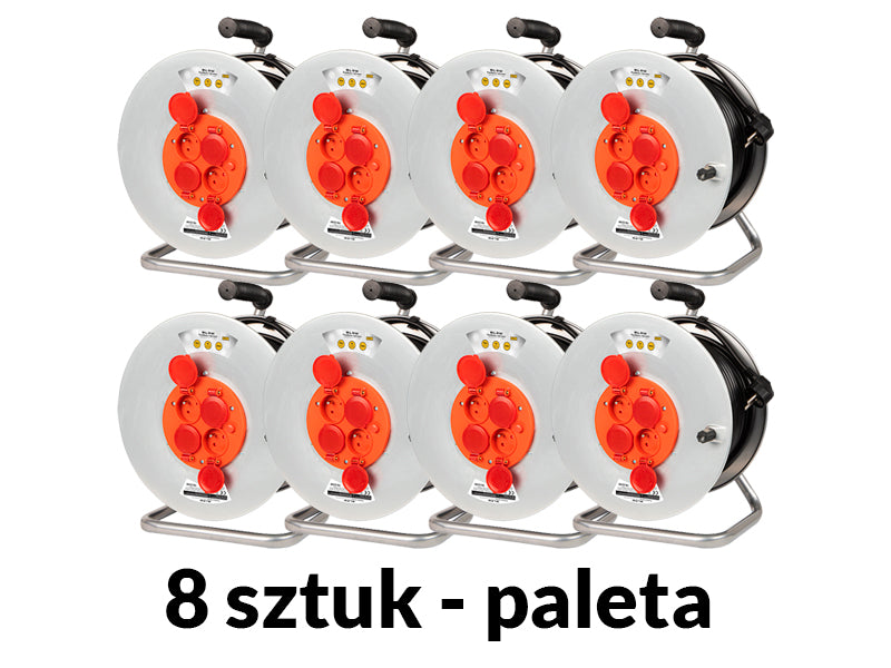 98-097# Tinklo prailginimo laidas PR-61 4 lizdai su įžeminimu 50m metalinis būgnas 3x2,5mm 8 pakuotė - gaukdaugiau.lt