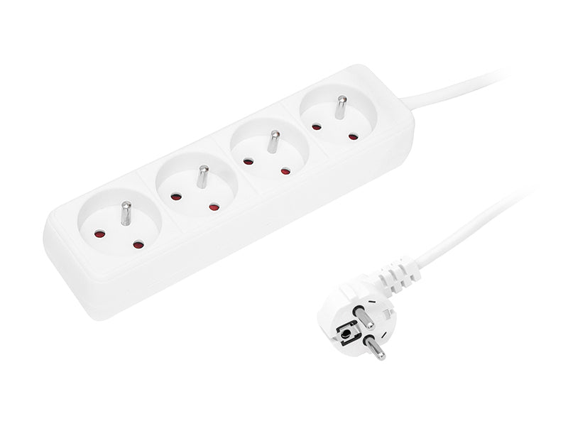 98-714# Tinklo prailginimasis PR-470P 4 lizdai su įžeminimu 1,5m baltas 3x1,5mm - gaukdaugiau.lt