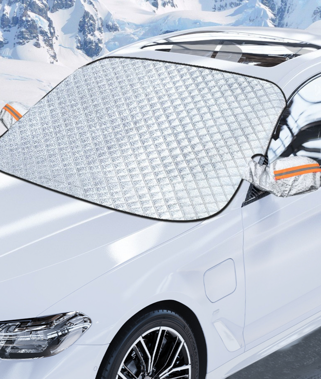 Priekinio automobilio stiklo uždangalas su veidrodėlių apsauga - gaukdaugiau.lt
