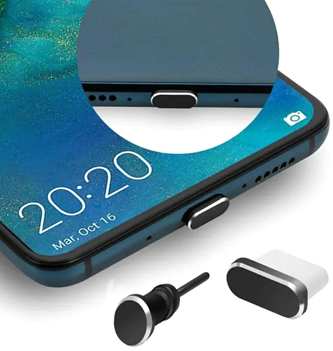Apsaugos Nuo Dulkių Kištukas USB-C 2PCS Juoda Rinkinys - gaukdaugiau.lt