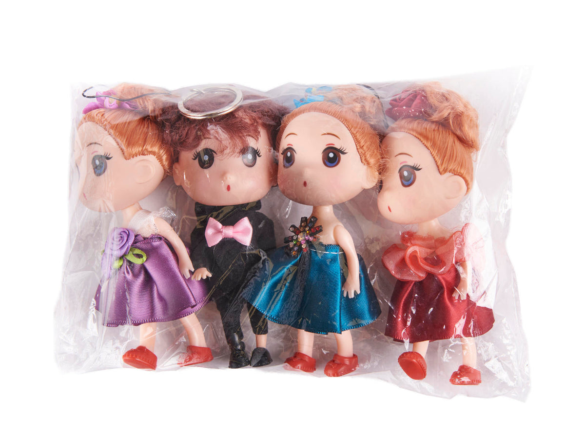 Lėlių namų lėlės 3 mergaitės + 1 berniukas, 4 vnt. 12 cm - gaukdaugiau.lt