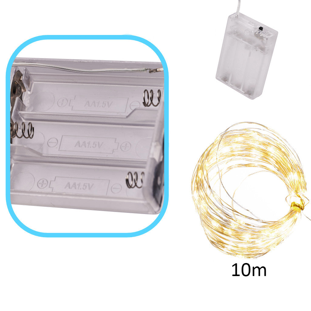 LED dekoratyvinis apšvietimas 10m 100LED šilta balta - gaukdaugiau.lt