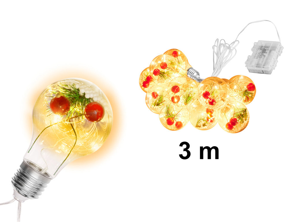 LED žibintai akumuliatorių grandinės užuolaidų rutuliai su dekoracijomis 3m 50LED šiltas - gaukdaugiau.lt