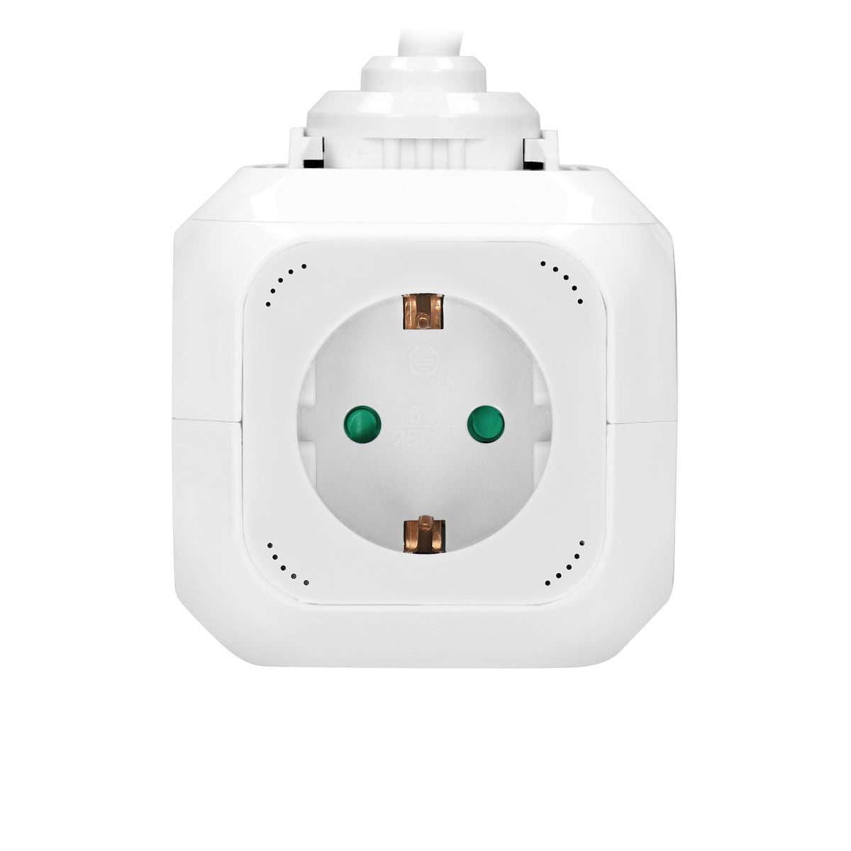 4-išvestis 2P+Z (Schuko) pratęsiklis su 2xUSB įkrovikliu, 1,4 m H05VV-F 3x1,5 mm², baltas - gaukdaugiau.lt