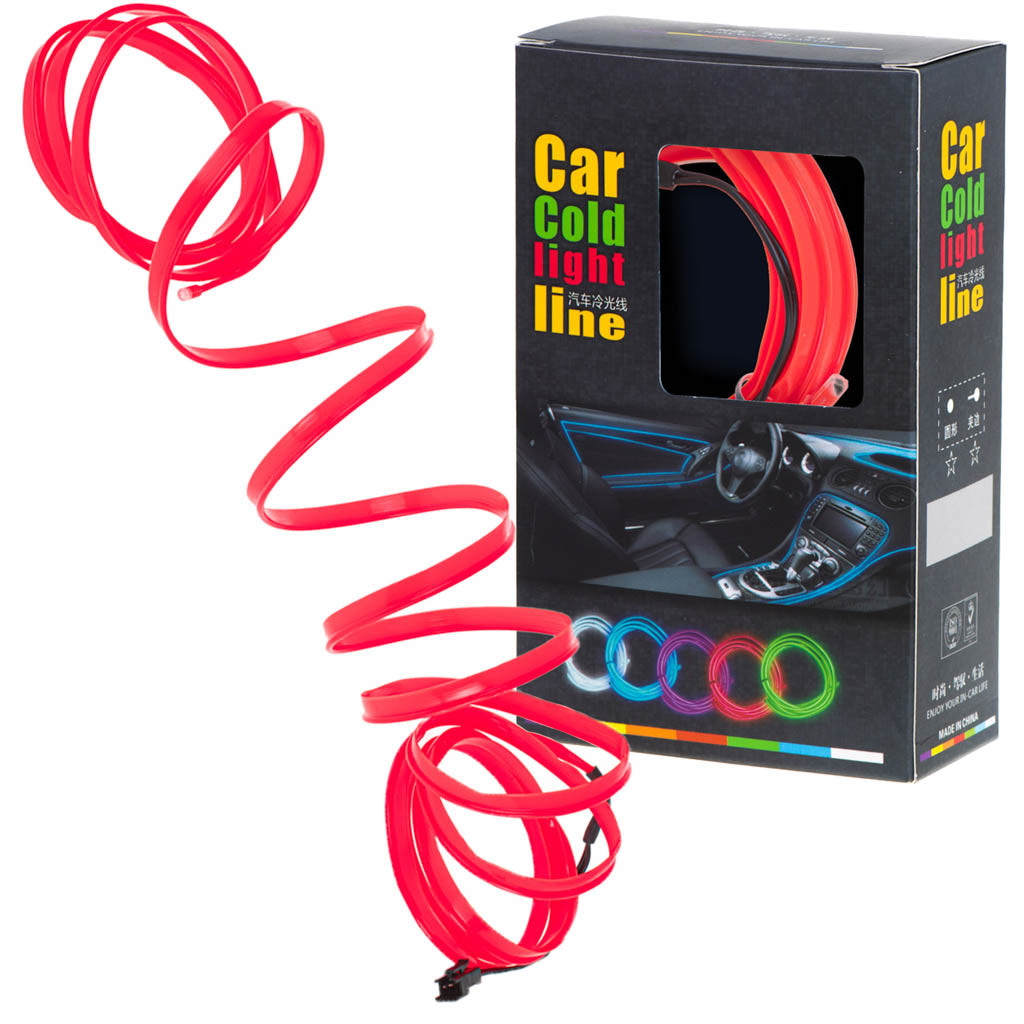 LED aplinkos apšvietimas automobiliui / automobilio USB / 12V juosta 5 m raudona - gaukdaugiau.lt