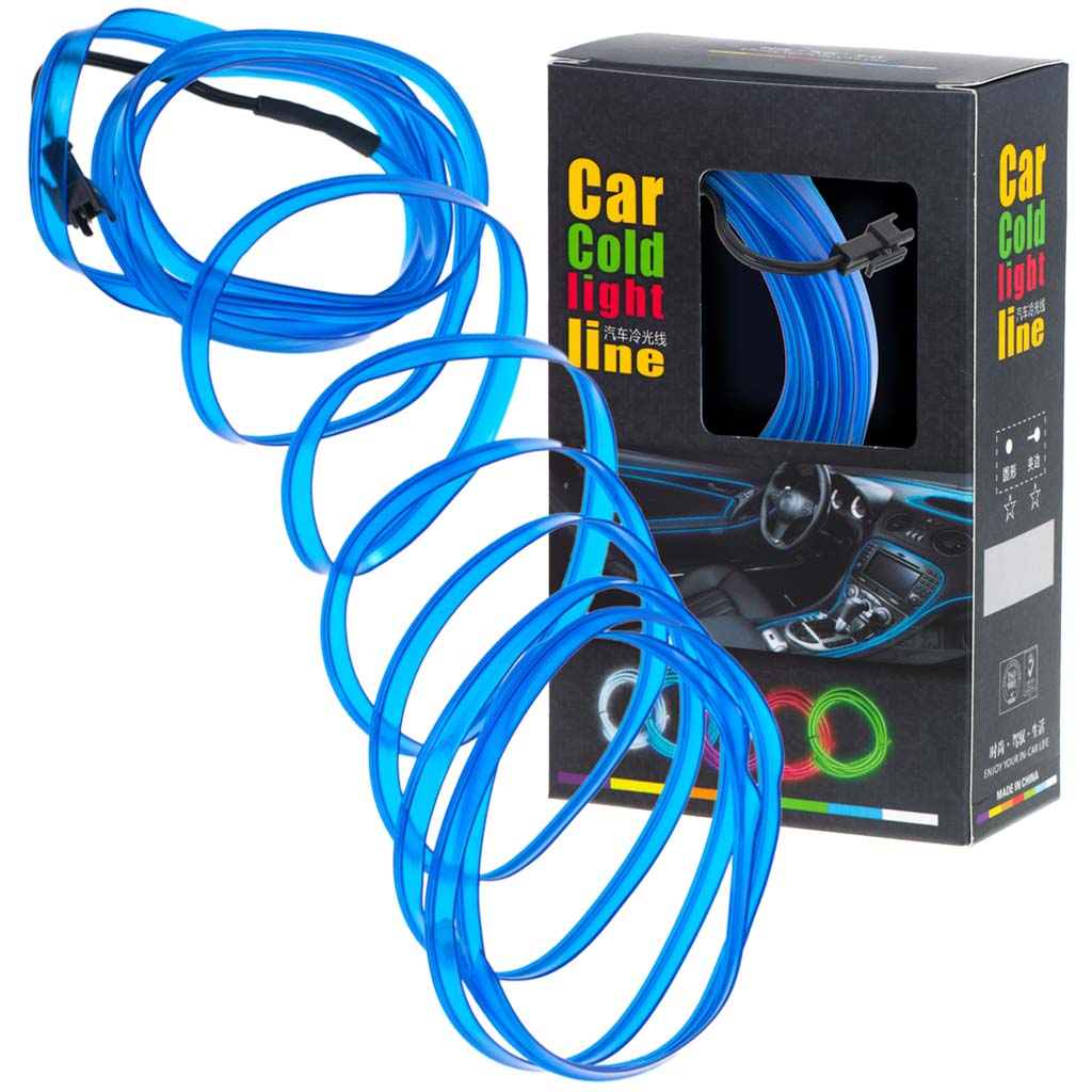 LED aplinkos apšvietimas automobiliui / automobilio USB / 12V juosta 5 m mėlyna - gaukdaugiau.lt