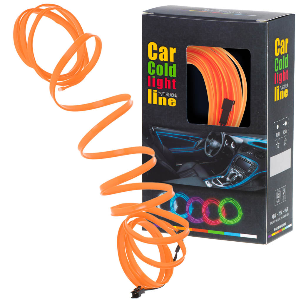 LED aplinkos apšvietimas automobiliui / automobilio USB / 12V juosta 5 m oranžinė - gaukdaugiau.lt