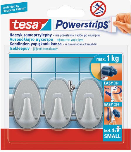 Lipkūs kabliukai powerstrips 3 vnt. ovalūs maži, balti - gaukdaugiau.lt