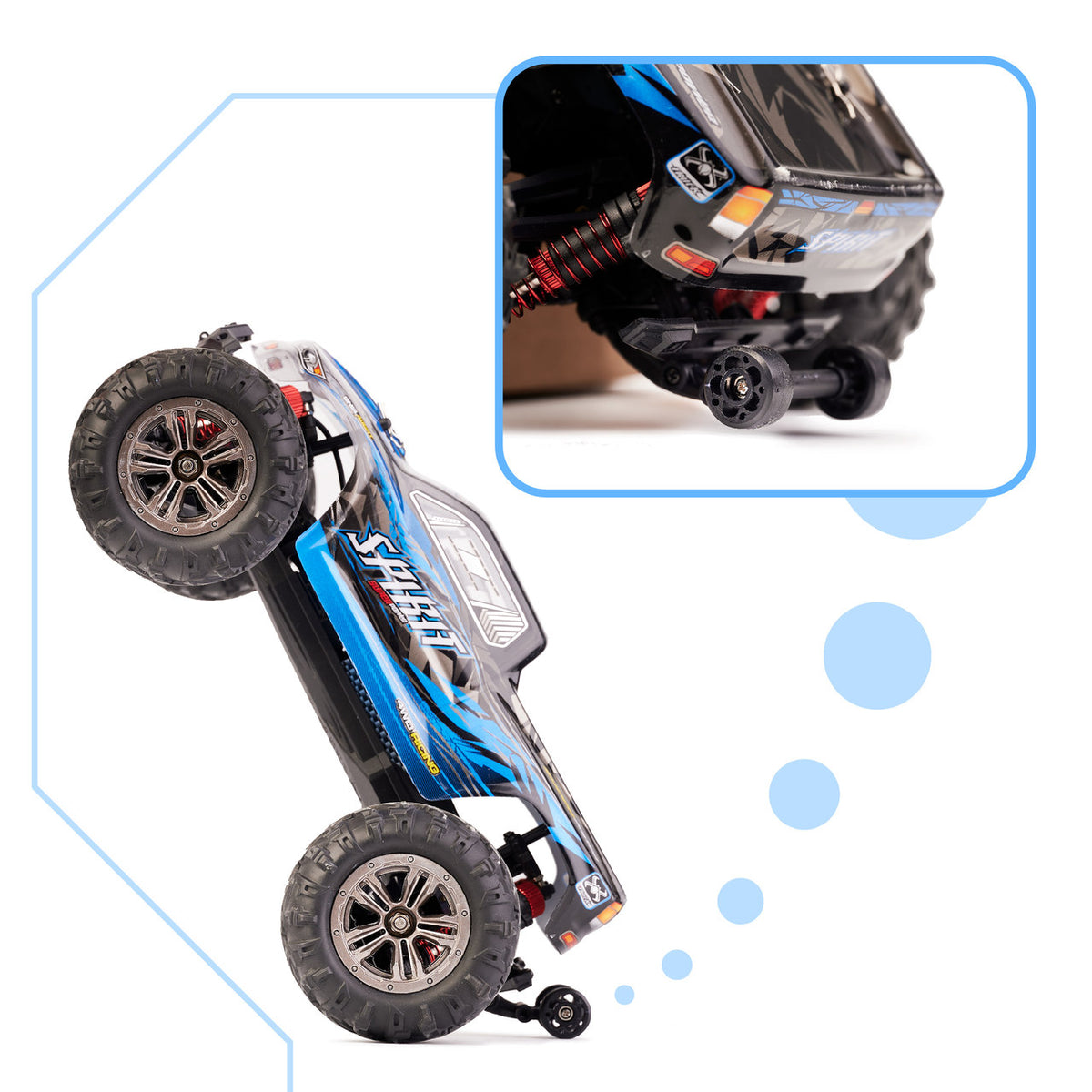 RC automobilis Q901 bešepetėlinis 1:16 2.4G 4CH 52km/h mėlynas - gaukdaugiau.lt