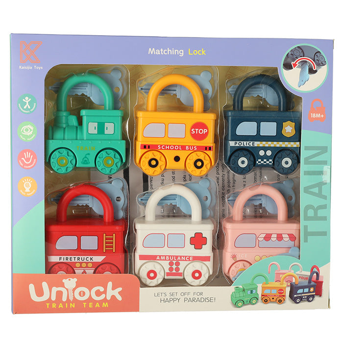Mokomasis dėlionės žaidimas automobilių blokai, pakabinamos spynos, sensorinis žaislas Montessori - gaukdaugiau.lt