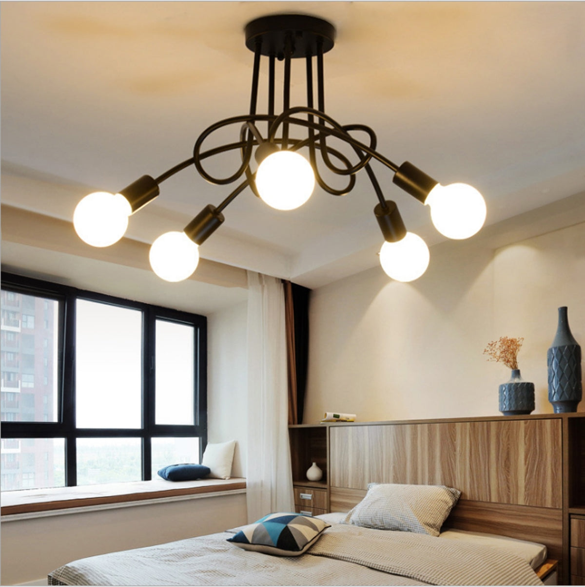 MODERNI LEMPA CHANDELIER 5 JUODA - gaukdaugiau.lt