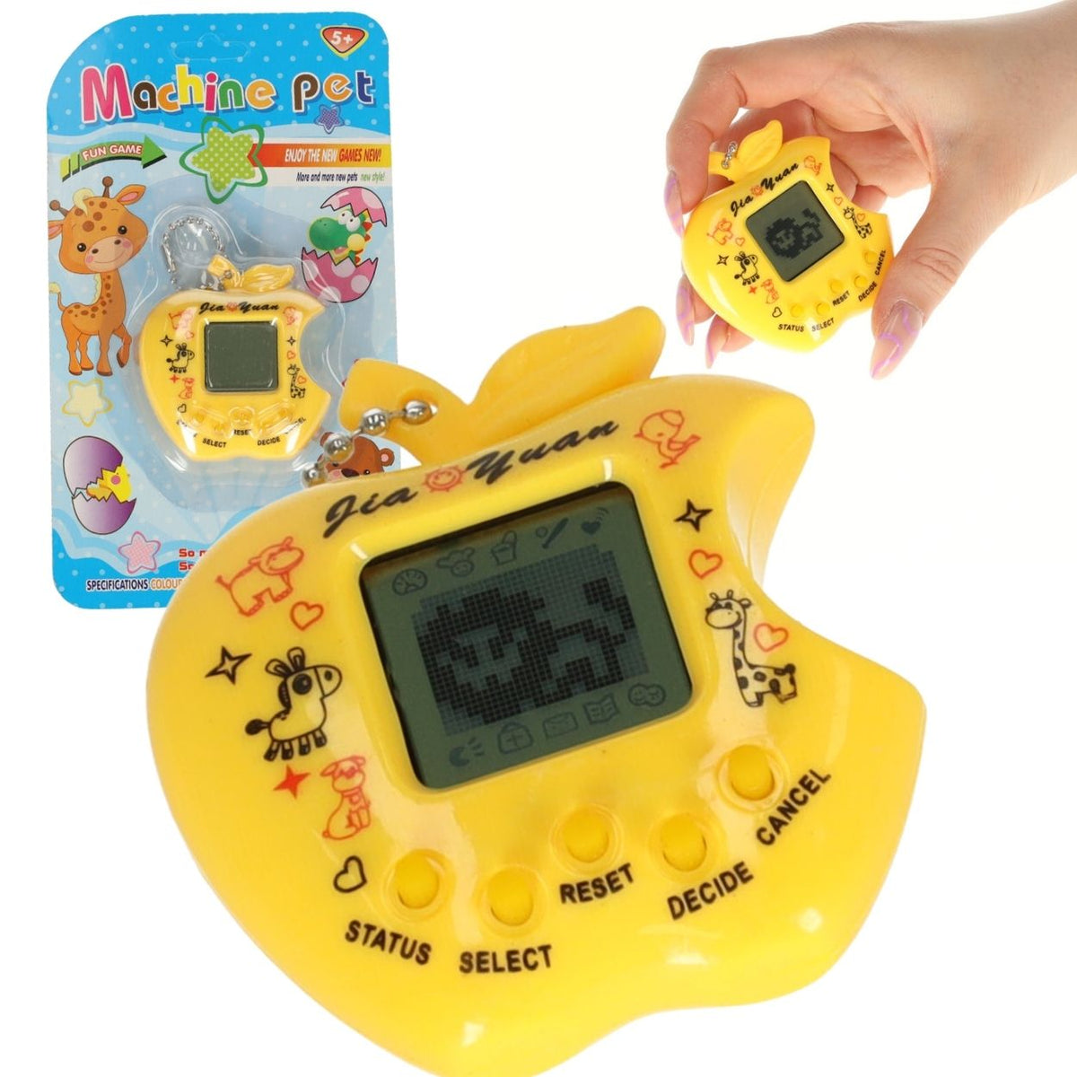 Žaislinis Tamagotchi elektroninis žaidimas obuolys geltonas - gaukdaugiau.lt