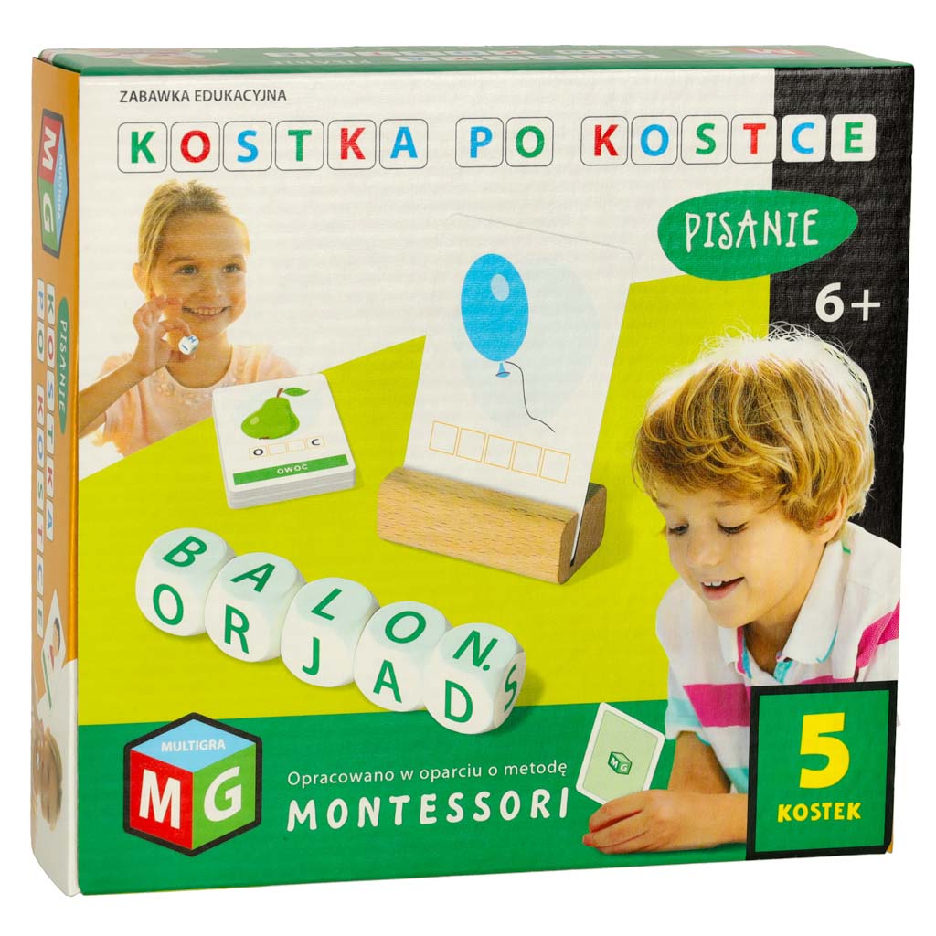Montessori lavinamasis žaislas Kubelių rašymas 4 kubeliai 5+ MULITGRA - gaukdaugiau.lt