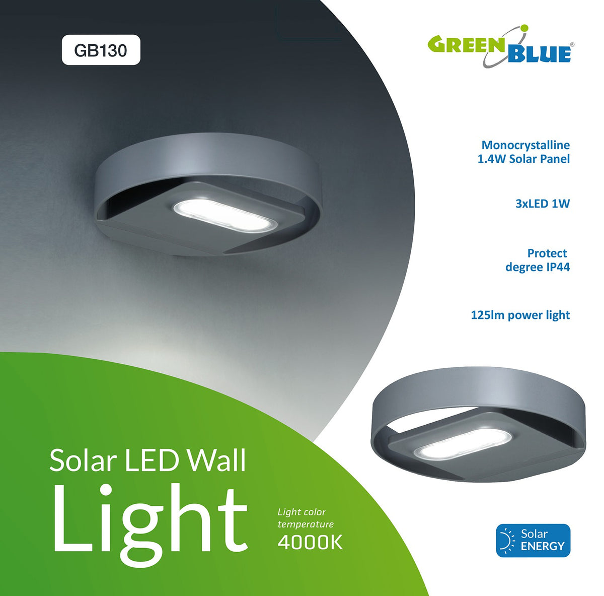 GB130 46761 Saulės sieninė lempa apvali LED 3W - gaukdaugiau.lt