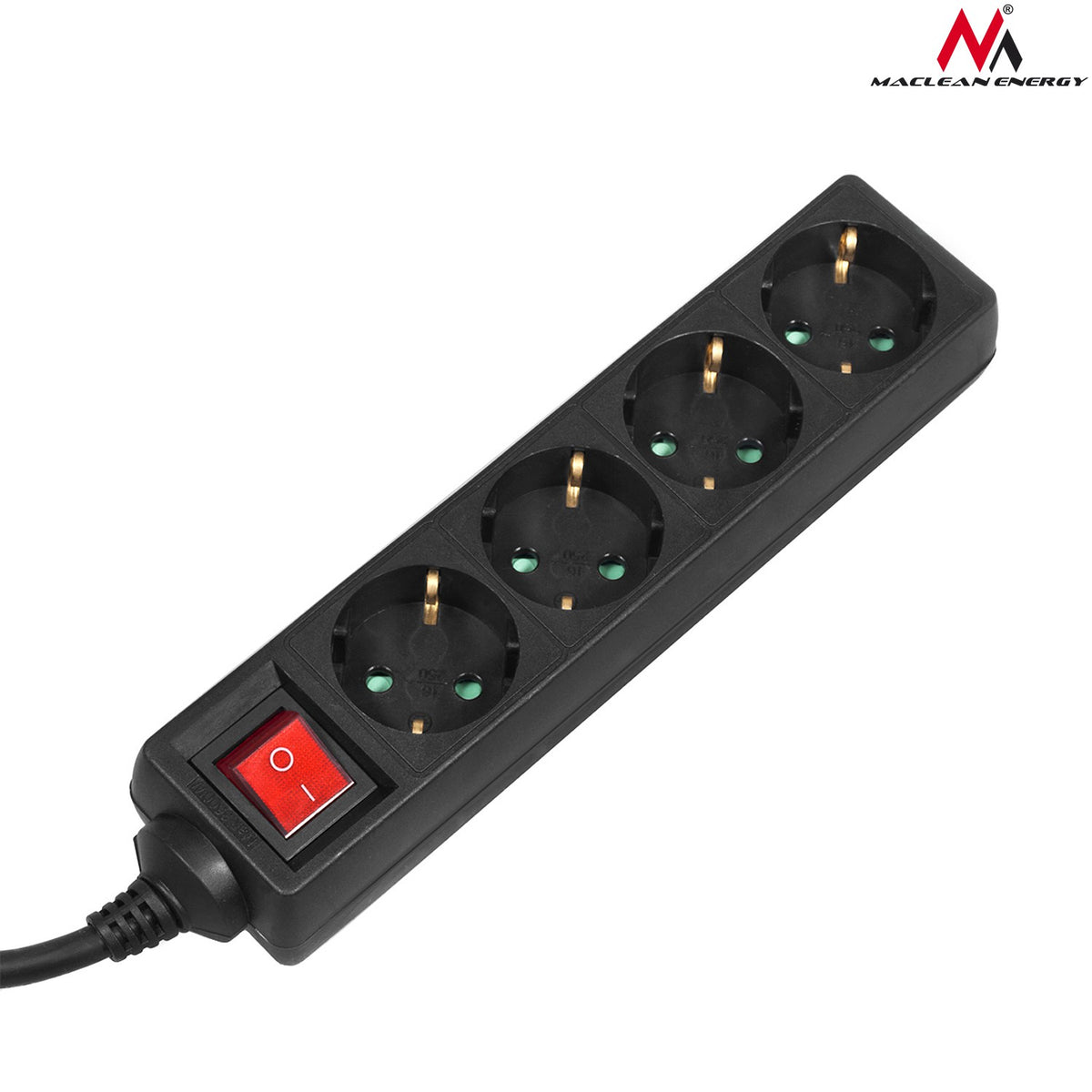 PremiumLine maitinimo juosta, 4 lizdų pratęsiklis, su jungikliu, 3500W, 5m, vokiečių tipo, MCE194G - gaukdaugiau.lt