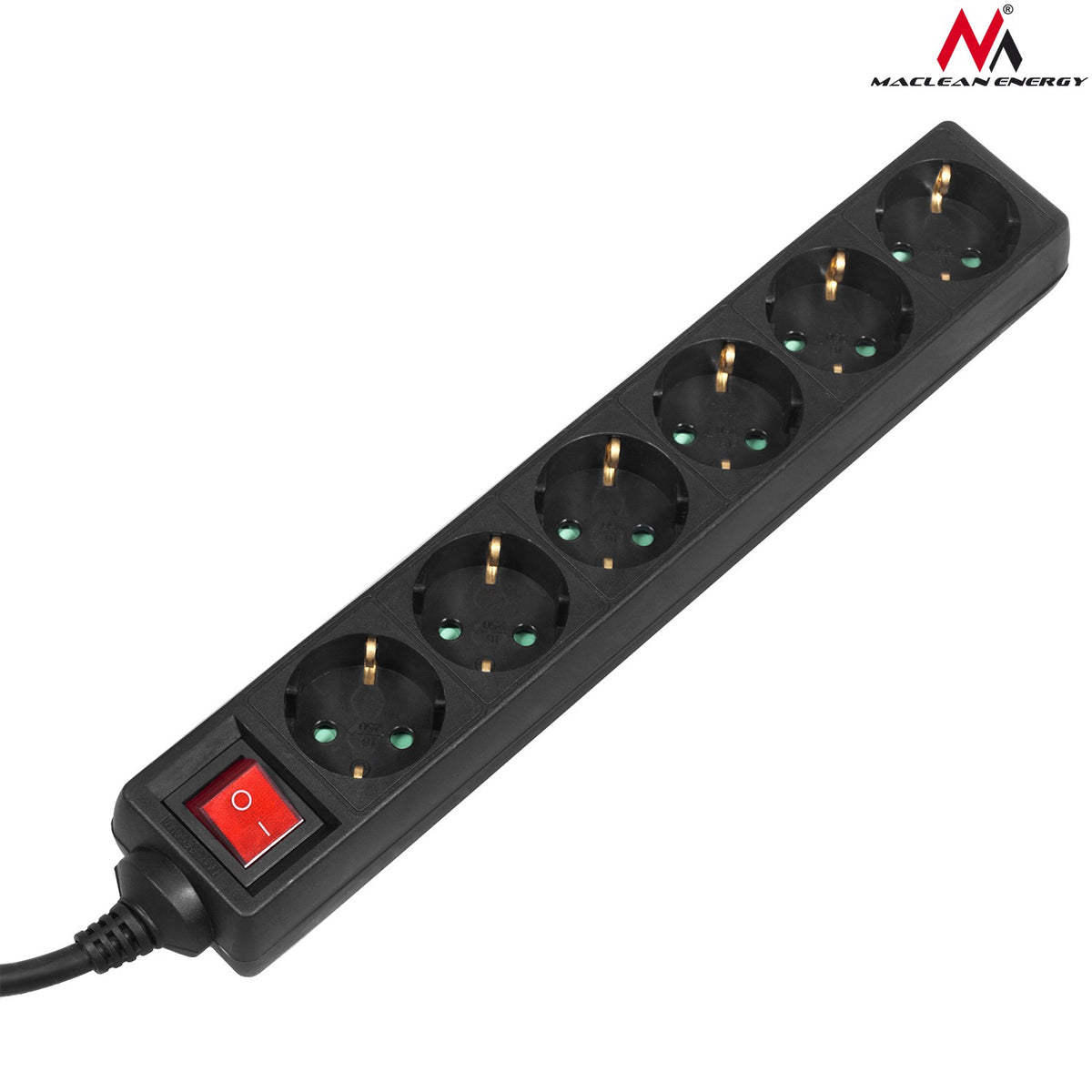 PremiumLine maitinimo juosta, 6 lizdų pratęsiklis, Su išjungikliu, Vokietijos tipo, 3500W, 5m, MCE195G - gaukdaugiau.lt