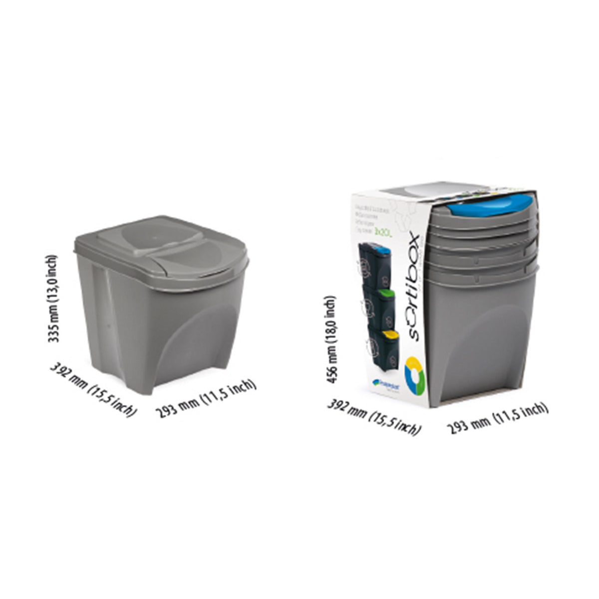Sortavimo dėžių komplektas Sortibox 3x25L pilkas - gaukdaugiau.lt