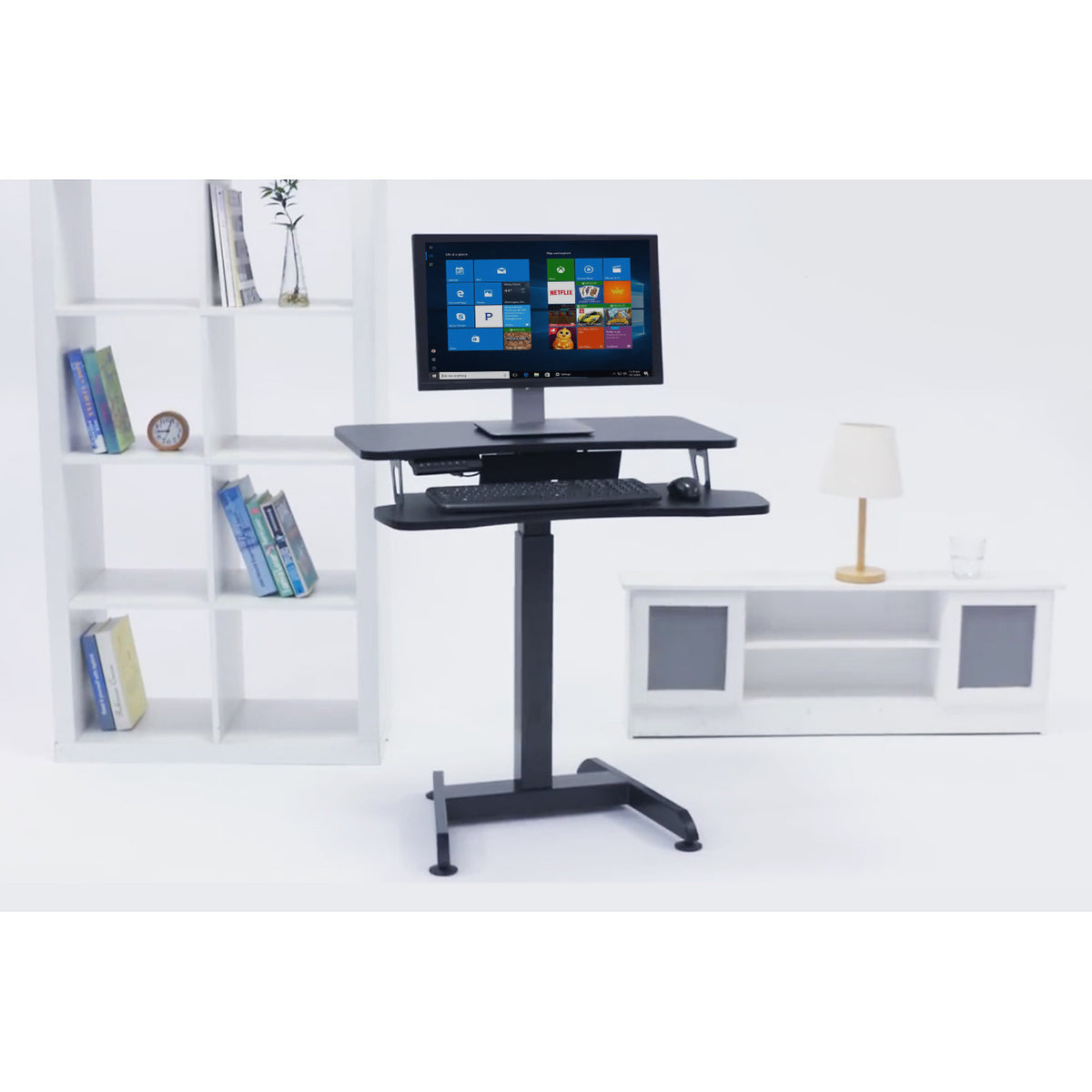 Elektriškai reguliuojamas stalas PremiumLine, aukščio reguliavimas, staliukas, darbo stotis, skirtas dirbti stovint ar sėdint, maksimalus aukštis 122 cm, maksimali apkrova 37 kg, MC-835 - gaukdaugiau.lt