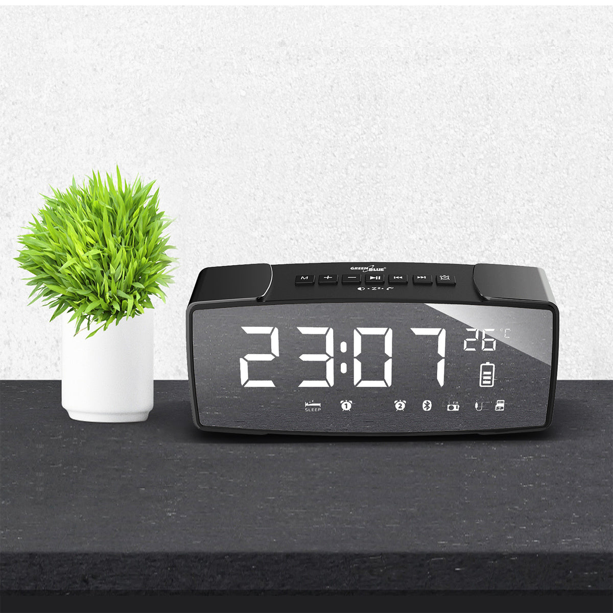 „PremiumLine“ radijo laikrodis su Bluetooth, FM, aux-in, 6W, temperatūros rodikliu, aliarmu, laikrodžiu, 2200 mAh akumuliatoriumi, GB200 - gaukdaugiau.lt