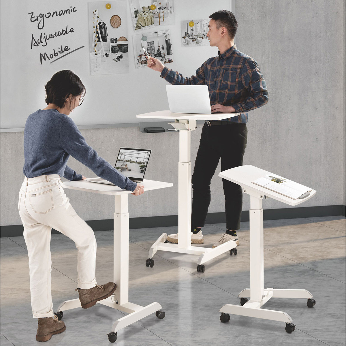 Stalas PremiumLine, aukščio reguliavimas, dujų spyruoklė, dirbti stovint ar sėdint, maks. aukštis 113 cm, MC-892W - gaukdaugiau.lt