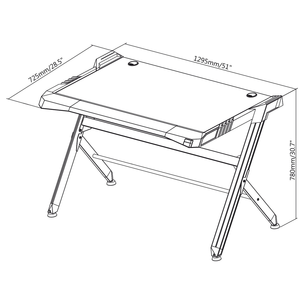 Gaminginis juodas didelis stalas RGB LED PremiumLine RS150, maksimali apkrova 50 kg, aukštis 780 mm - gaukdaugiau.lt