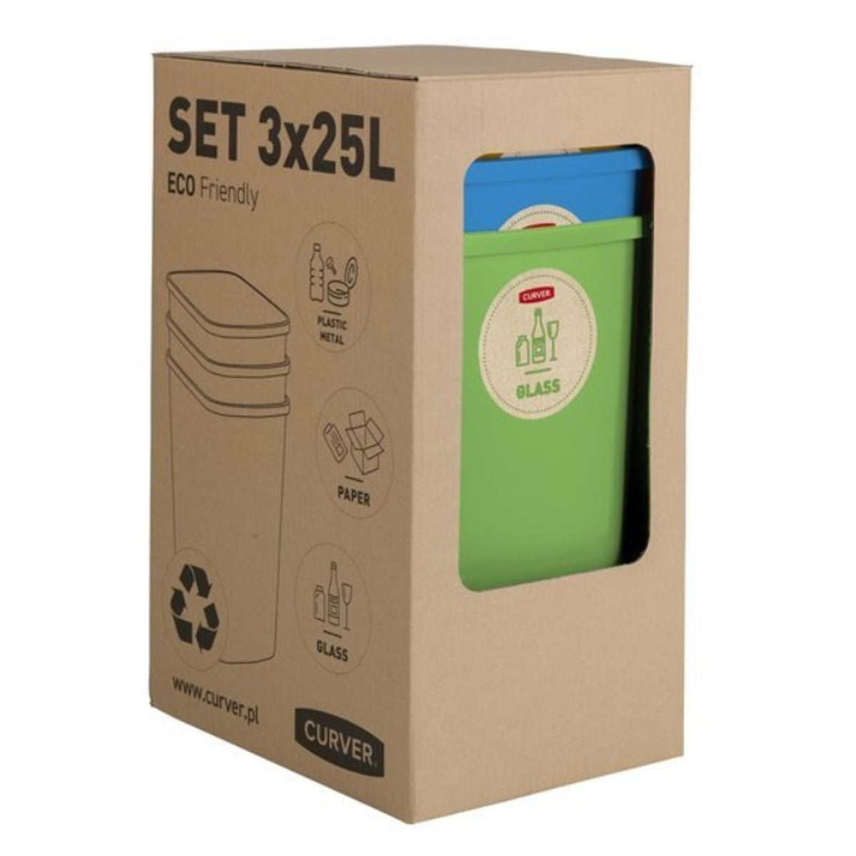 Rūšiavimo krepšių rinkinys 3x25L PremiumLine Eco Friendly - gaukdaugiau.lt