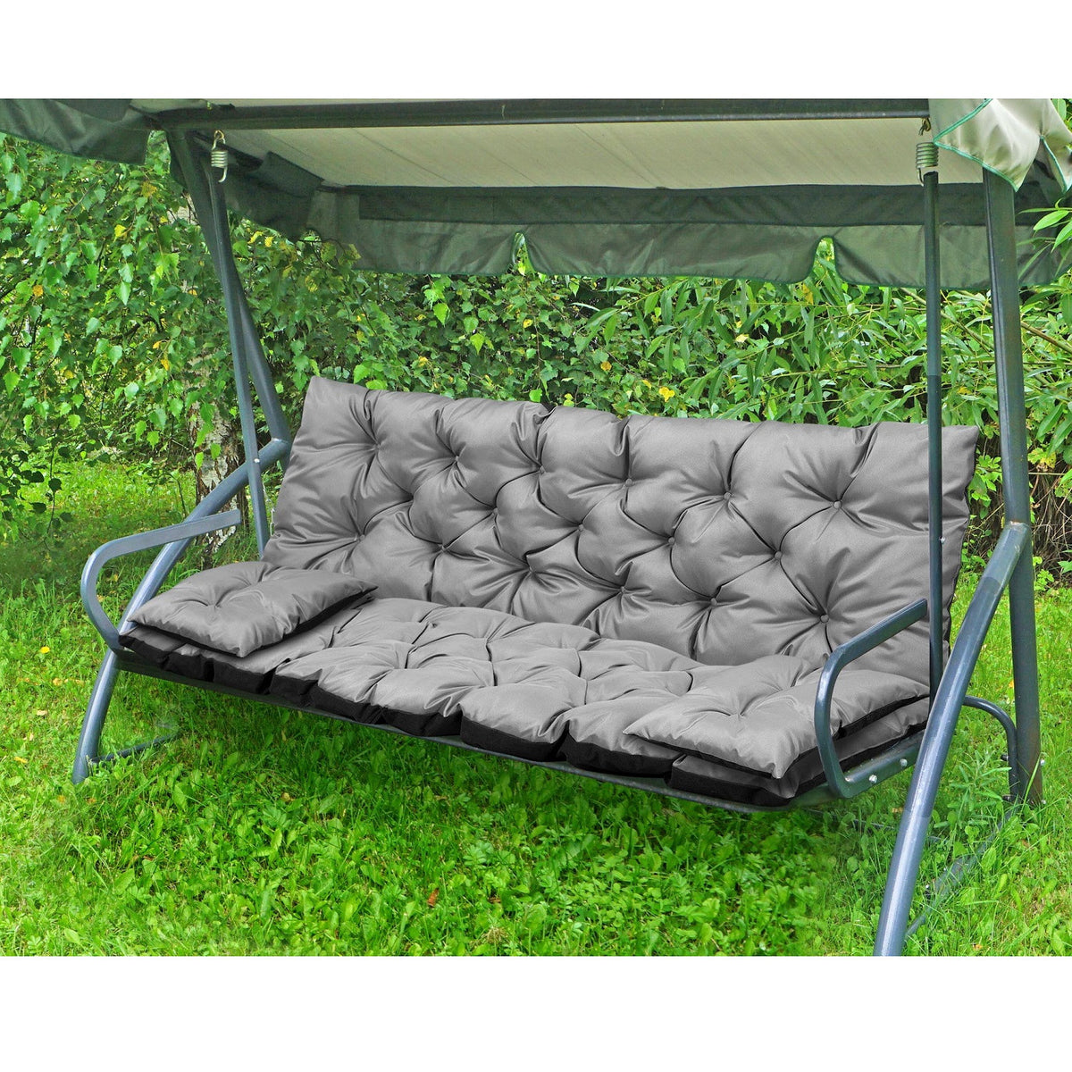 Sodo komplektas pilkas 180x60x50cm + 2 pagalvės 42x42 cm - gaukdaugiau.lt