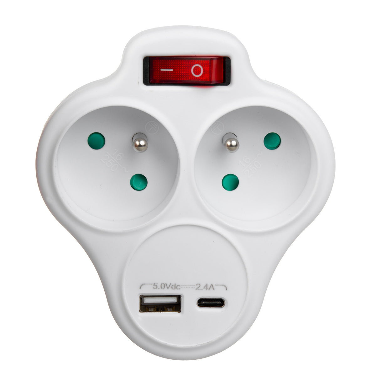 Macleen lizdas, šako su 2 lizdais ir USB A/C 2.4A, E tipo, 2x16A, MCE336 E - gaukdaugiau.lt