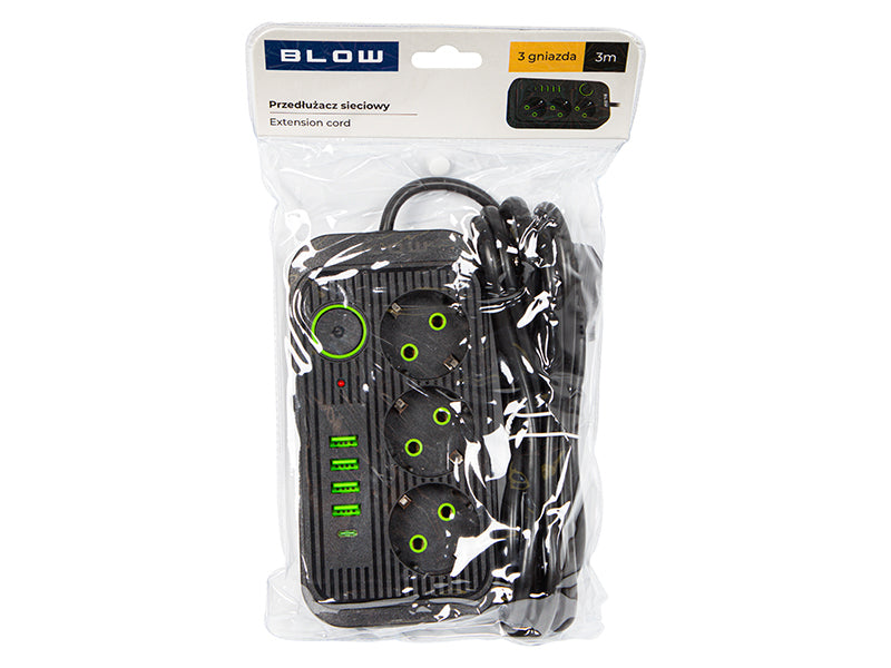 98-234# Tinklo pratęsėjas PS-330S 3-lizdai 4xUSB 1xUSB-C 3m juodas 3x1mm - gaukdaugiau.lt