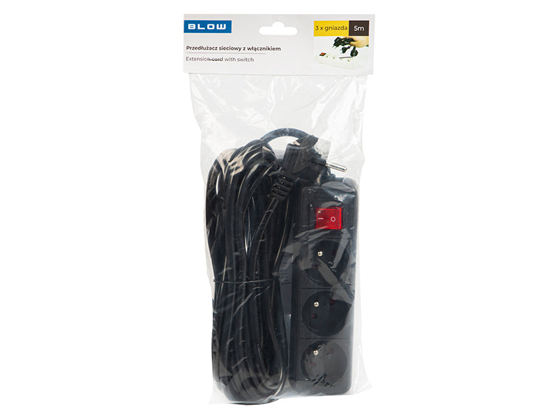 98-748# Tinklo pratęsiklis PR-370WSP 3 lizdai su įžeminimu+jungikliu 5m juodas (3x1,5mm) - gaukdaugiau.lt