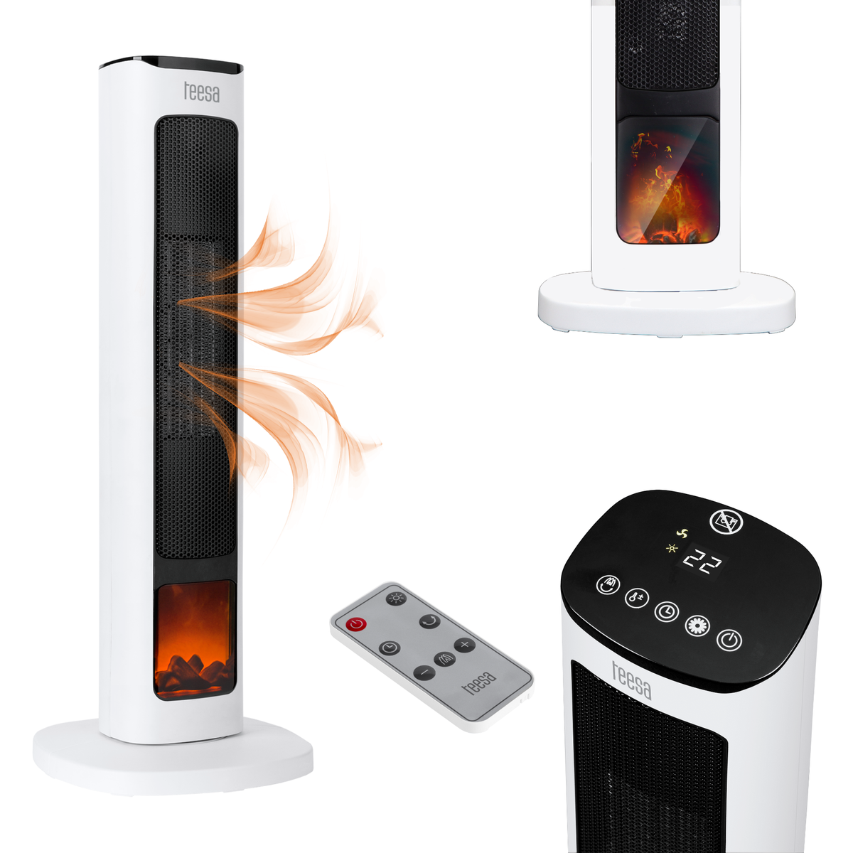 Stulpinis PTC termoventiliatorius PremiumLine su kaminu imitacijos funkcija. - gaukdaugiau.lt