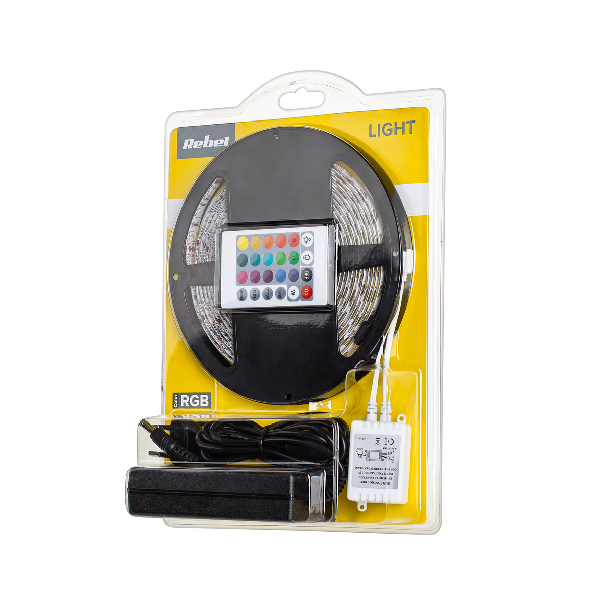 Šviesos diodų komplektas (RGB LED vėrinys, spalvų valdiklis, maitinimo šaltinis) - gaukdaugiau.lt