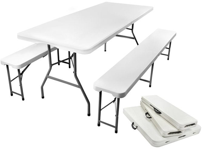 Sodų sulankstomas stalas 180 cm + 2 suolai - gaukdaugiau.lt