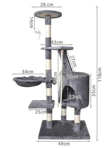 Katės medis 118 cm, pilkas - gaukdaugiau.lt