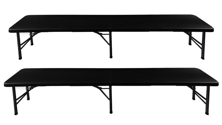 Sodo sulankstomas stalas 180 cm + 2 suolai - juodas - gaukdaugiau.lt