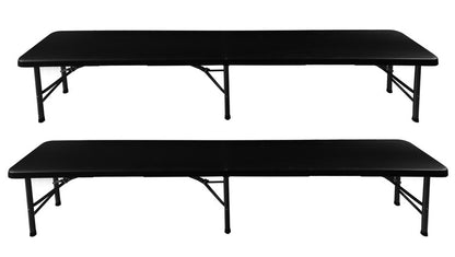 Sodo sulankstomas stalas 180 cm + 2 suolai - juodas - gaukdaugiau.lt