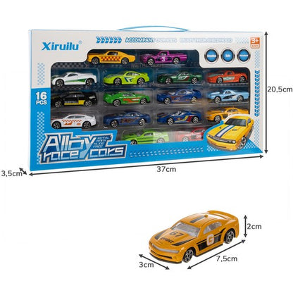 Spalvoti automobiliai/spyruokliniai automobiliai 1:64 - 16 vnt. Kruzelis - gaukdaugiau.lt