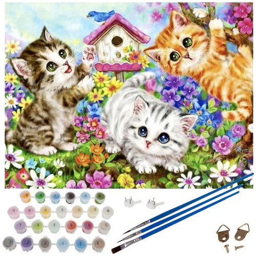 Tapyba Pagal Skaičius 40x50cm - Cats Drobė Su Rėmu - gaukdaugiau.lt
