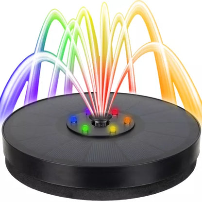 LED Saulės Sodo Fontanas su RGB Apšvietimu ir 7 Antgaliais - gaukdaugiau.lt