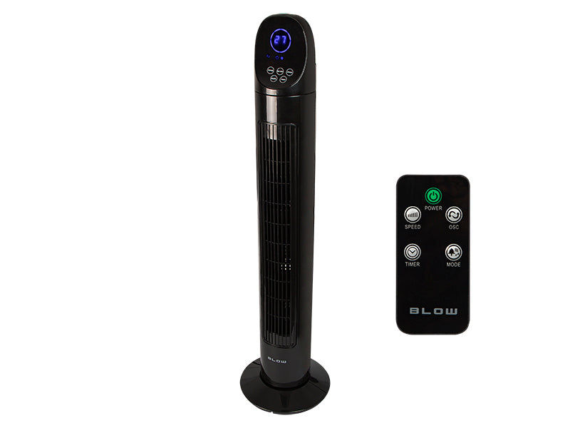 44-075# Koloninis ventiliatorius 90w lcd + pultelis juodas - gaukdaugiau.lt
