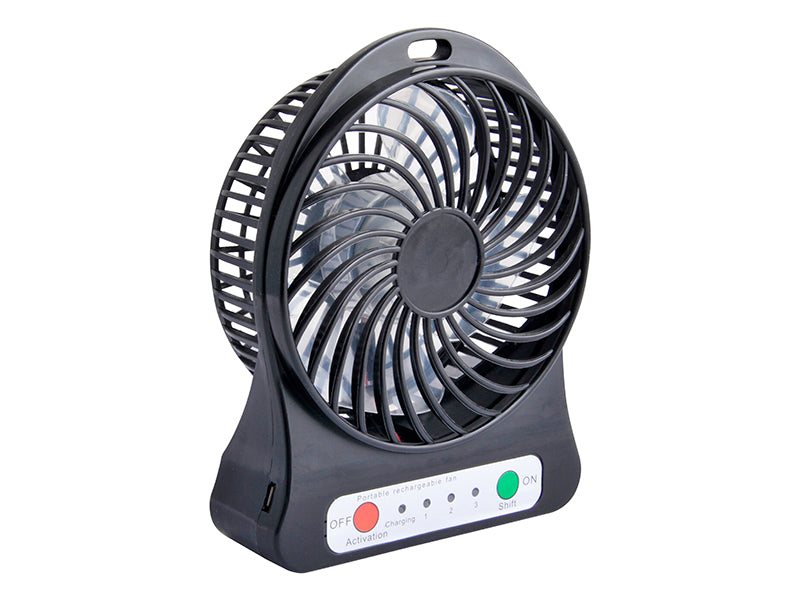 44-501# Stalo ventiliatorius 10cm usb+akumuliatorius juodas - gaukdaugiau.lt