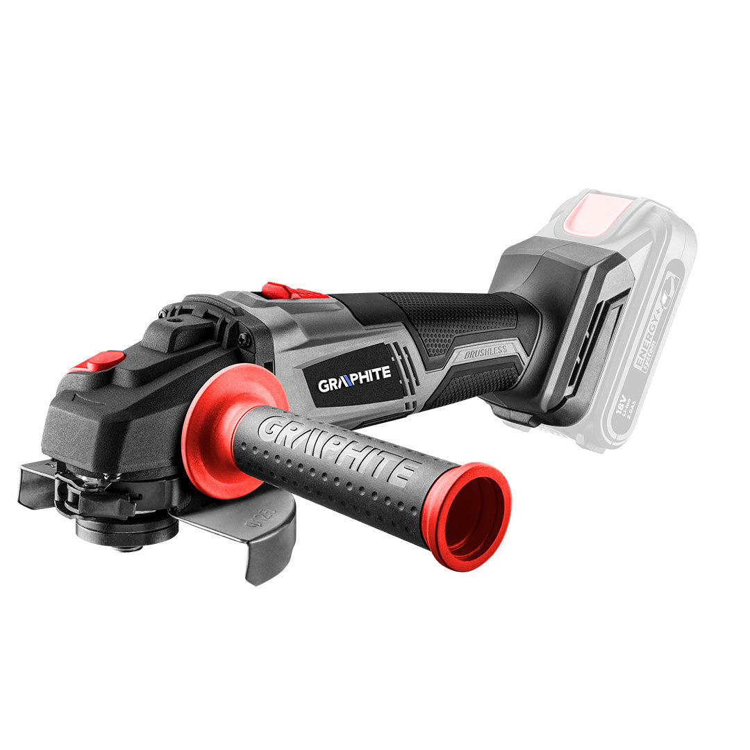 "Energy+" 18 V akumuliatorinis kampinis šlifuoklis, Li-Ion, 125 mm diskas, be akumuliatoriaus - gaukdaugiau.lt