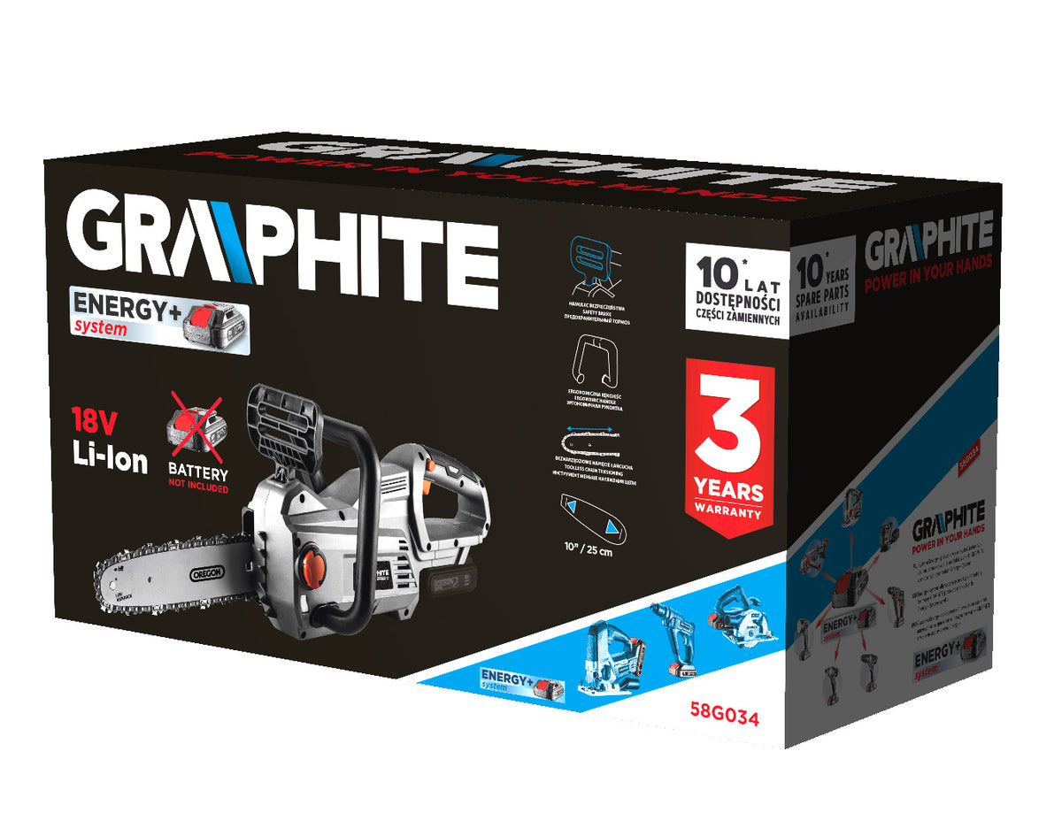 "Ak Energy+" 18V Li-Ion grandininis pjūklas, 10 colių (250 mm) skersmuo, be akumuliatoriaus - gaukdaugiau.lt
