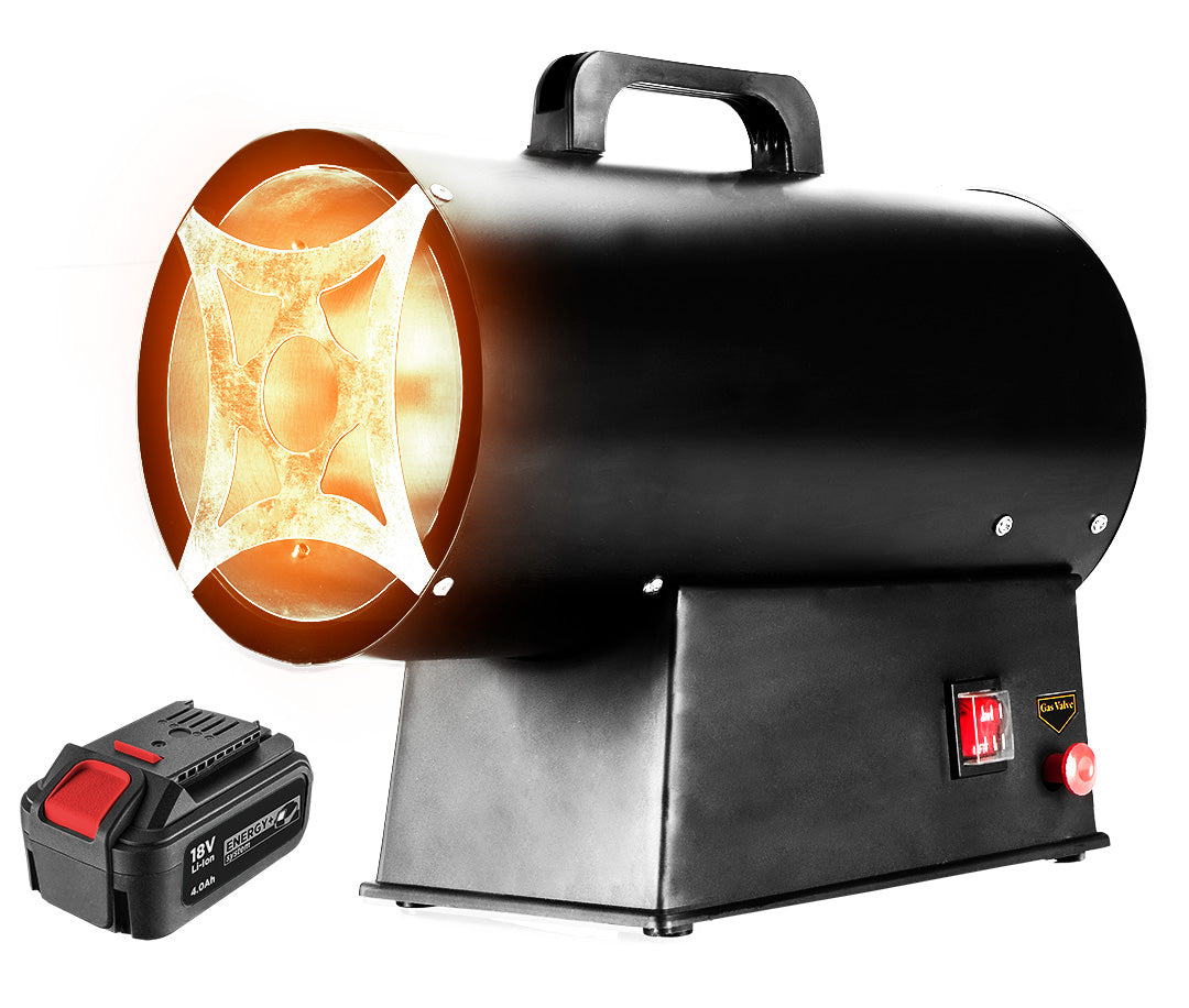 Dujinė šildytuvė 30 kW, 18 V akumuliatoriaus versija, be akumuliatoriaus - gaukdaugiau.lt