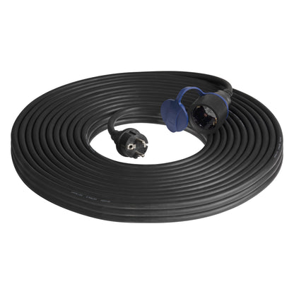 Dirbtuvinis atsparus įšlakoms pratęsiklis IP44, 1x2P+Z 30m, alyvai atsparus guminias laidas H07RN-F 3x1,5mm², 230VAC/16A, schuko - gaukdaugiau.lt