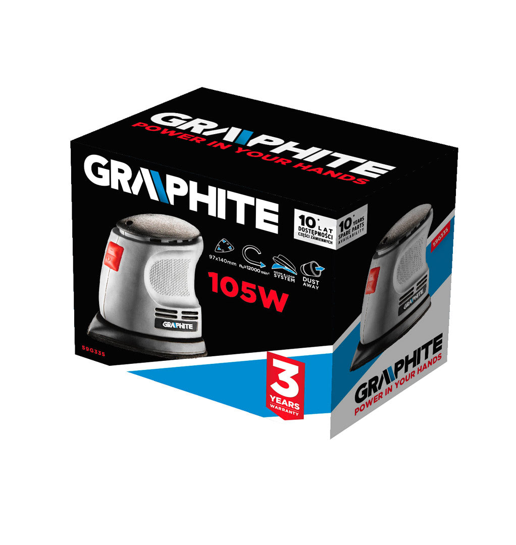 Orbitinis šlifuoklis delta 105W, pagrindas 140 x 140 x 97 mm - gaukdaugiau.lt