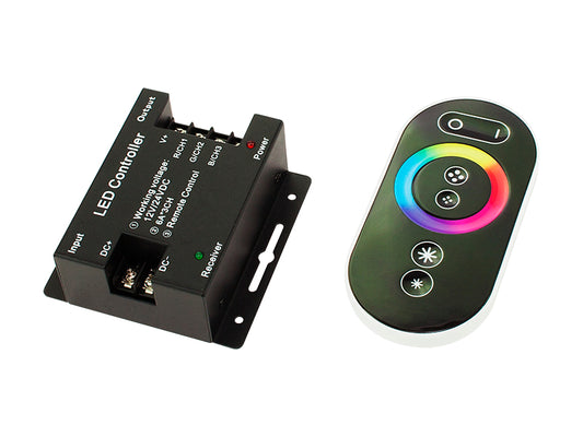 70-939# RGB LED juostos valdiklis su pulteliu ir rf, juodas - gaukdaugiau.lt